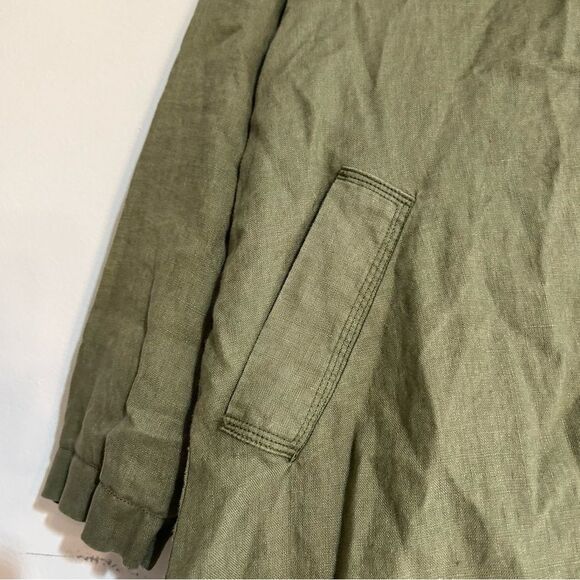 Garnet Hill Relaxed Linen Painter's Topcoat Green Size 4 - Picture 4 of 12